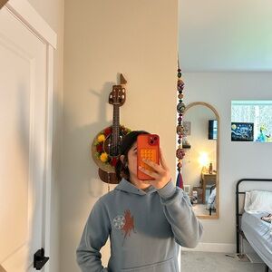 Kodiak Blue Hoodie with Brown Graphic